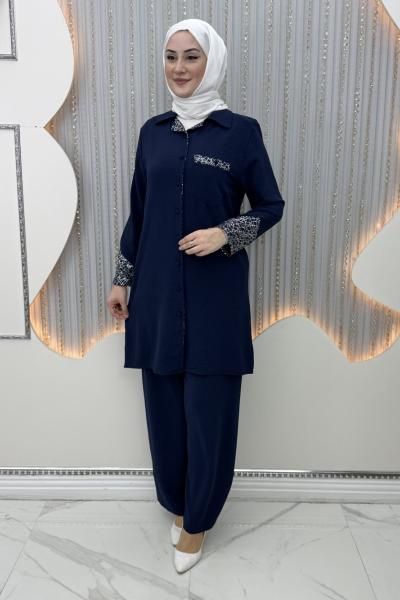 Lila Pantolonlu Takım Lacivert