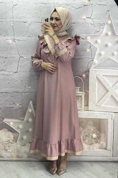 Manolya elbise Pudra