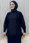 Meral Triko Etekli Takım Lacivert