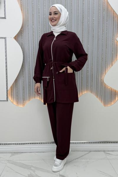 Mihsen pantolonlu takım Bordo