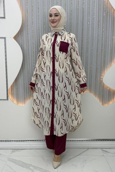 Miya Pantolonlu Takım Vişne