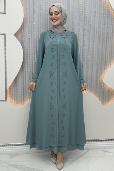 Mücevher elbiseli hırka Mint Yeşili