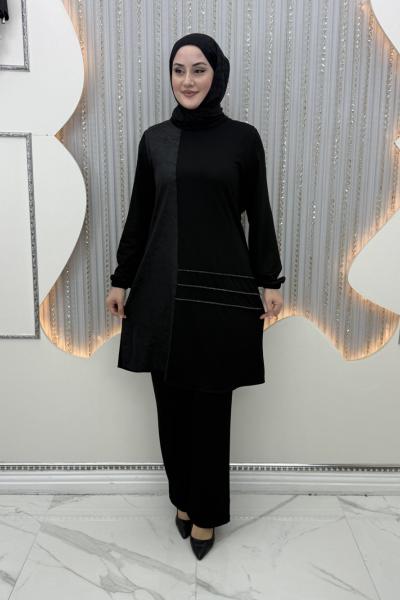 Nadiye Pantolonlu Takım Siyah