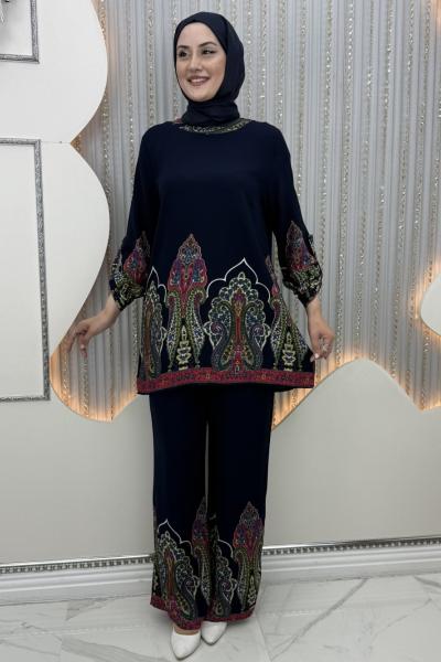 Nazlı pantolonlu takım Lacivert