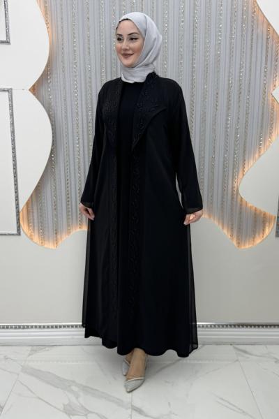 Nefsun Elbiseli Hırka Siyah