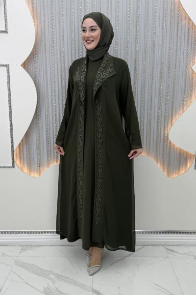 Nefsun Elbiseli Hırka Haki