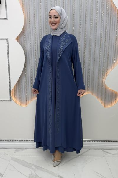 Nefsun Elbiseli Hırka Mavi