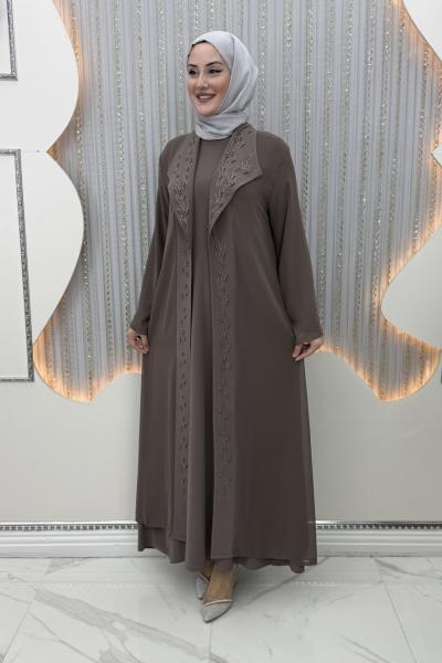 Nefsun Elbiseli Hırka Vizon