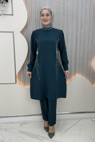 Nora pantolonlu takım Petrol Yeşili