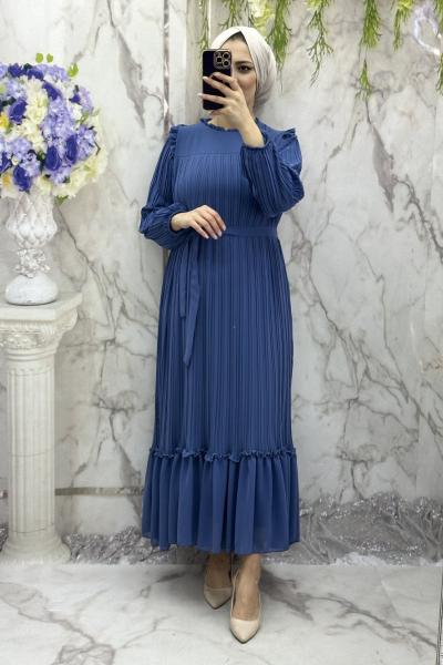 Peri şifon elbise Mavi