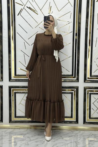 Peri Şifon Elbise Kahverengi