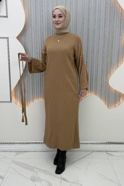Perlune Elbise Camel