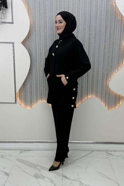 Pervin Pantolonlu Takım Siyah