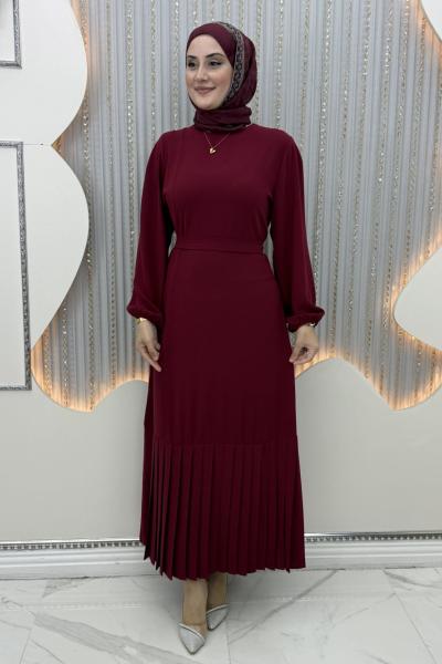 Piliseli düşsel elbise  Bordo