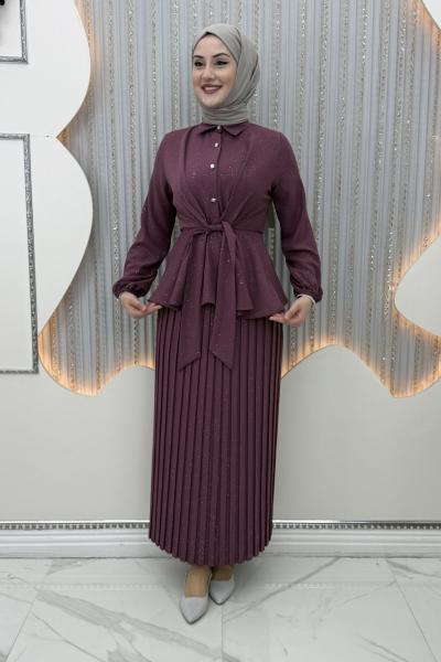 Pırıltı Etekli Takım  Gül