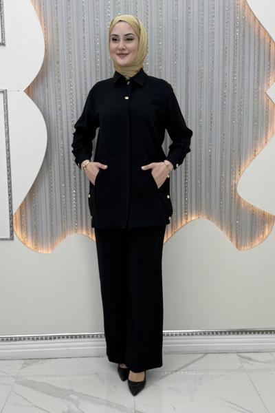 Sahra Pantolonlu Takım Siyah