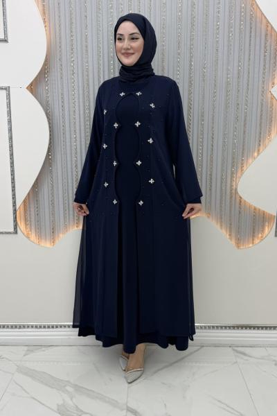 Salkım Elbiseli Hırka Lacivert