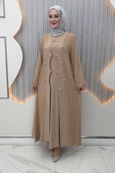 Salkım Elbiseli Hırka Krem