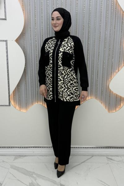 Sarmaşık Pantolonlu Takım Siyah