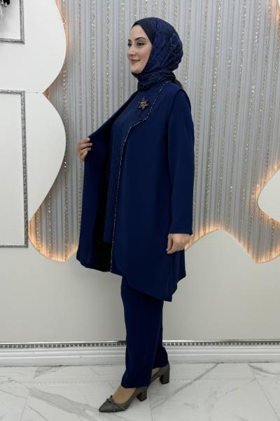 Şehnaz Pantolonlu Takım Mavi