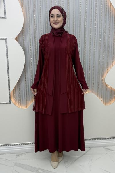 Şengül elbiseli hırka Bordo