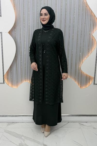 Serin Elbiseli Hırka Haki