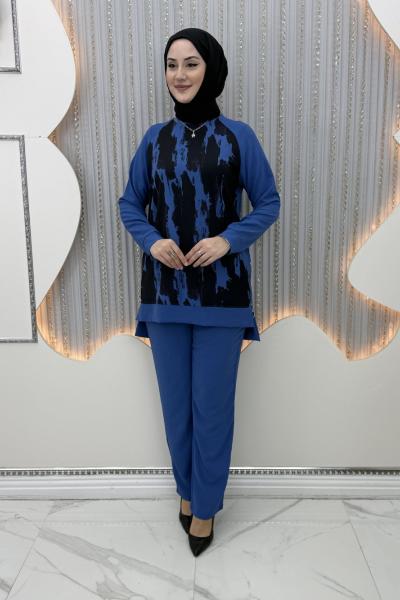 Sevilay Pantolonlu Takım Mavi