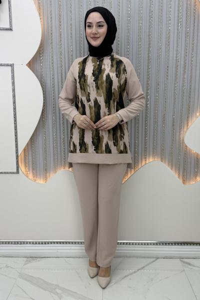 Sevilay Pantolonlu Takım Vizon