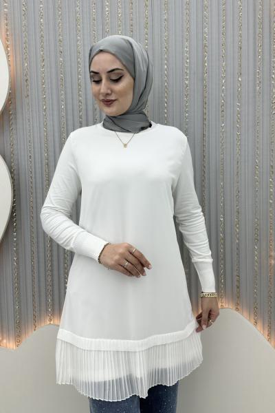 Şifon Sandy tunik  Beyaz