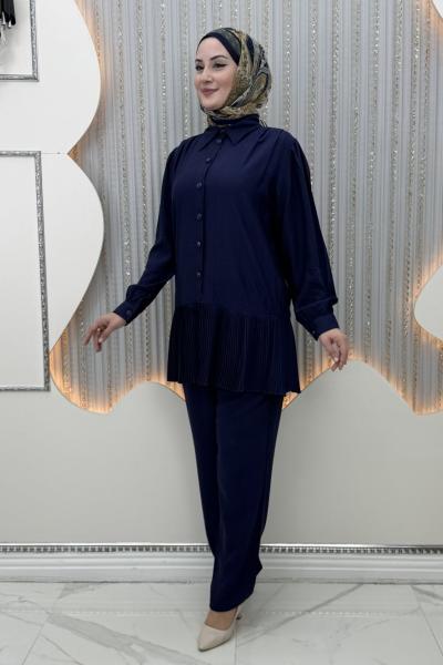 Suna Pantolonlu Takım Lacivert