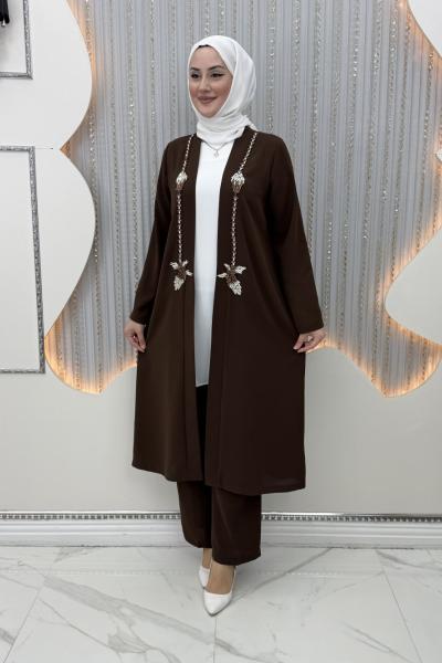 Suzan Pantolonlu Takım Kahverengi