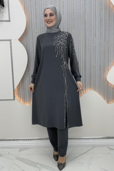 Yakut Taşlı Takım Gri