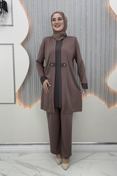 Yasemin Pantolonlu Takım Sütlü Kahve