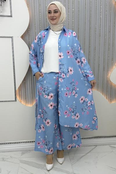 Yazbahar pantolonlu takım Mavi