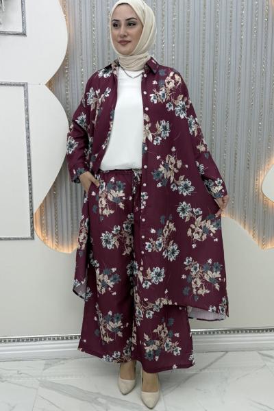 Yazbahar pantolonlu takım Mürdüm