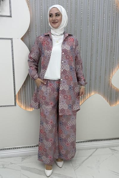 Yazçiçeği pantolonlu takım Kırmızı