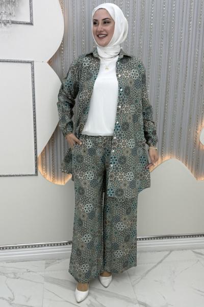 Yazçiçeği pantolonlu takım Yeşil