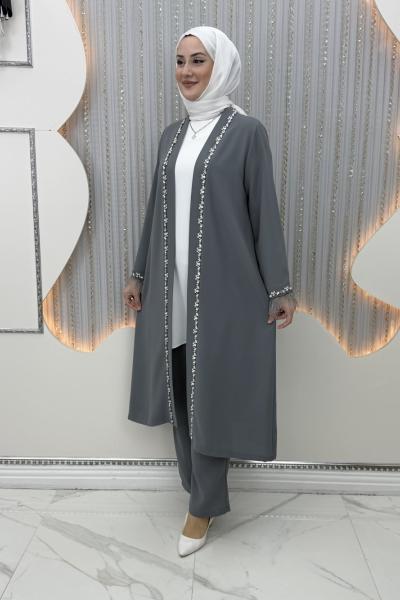 Yonca Pantolonlu Takım Gri