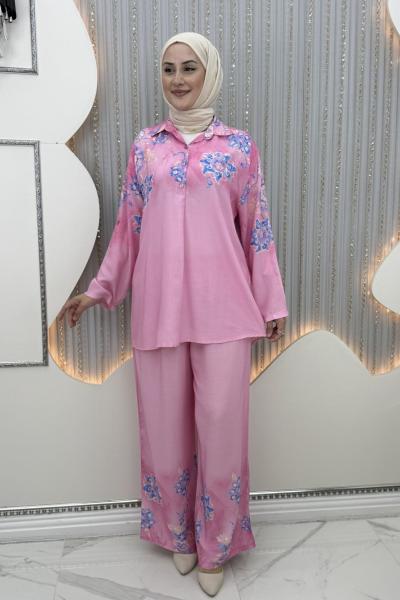Zambak Pantolonlu Takım Pembe