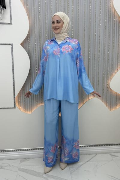 Zambak Pantolonlu Takım Mavi