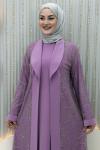 Zarif Elbiseli Hırka Mor