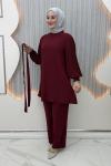 Zerda Pantolonlu Takım Bordo