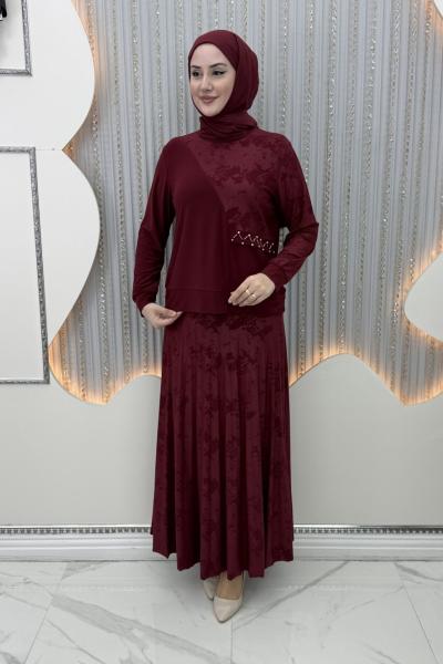 Zernişah Etekli Takım Bordo