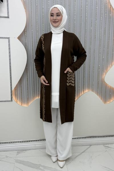 Zikzak Hırka Kahverengi