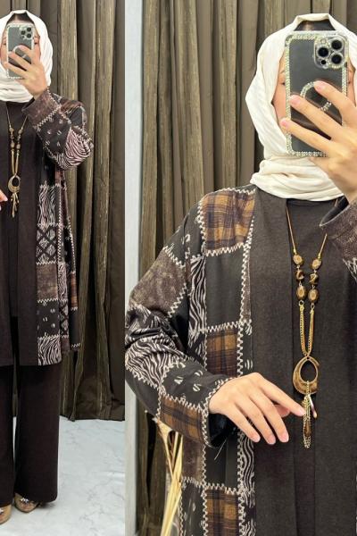 3283 Fulden 3 Lü Takım Kahverengi Kahverengi