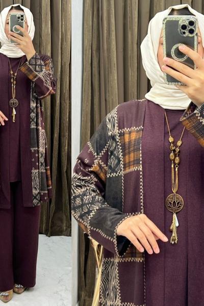 3283 Fulden 3 Lü Takım Bordo Bordo