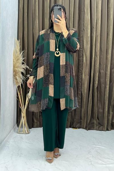 3297 Halime 3 Lü Takım Zümrüt Zümrüt