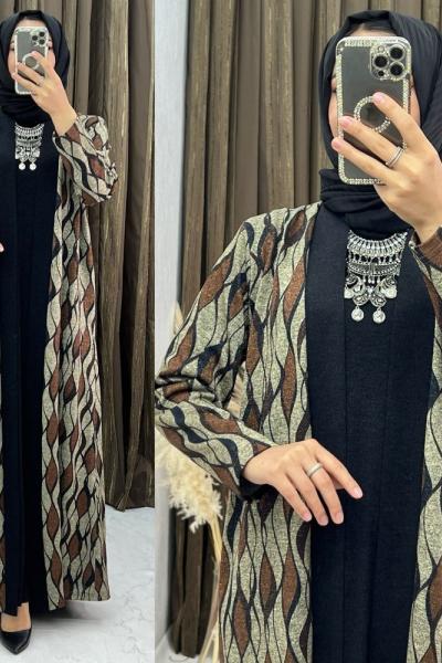 3306 Nehir Elbise Takım Siyah/Kahve Siyah Kahverengi