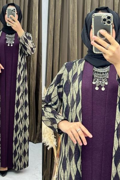 3306 Nehir Elbise Takım Mürdüm Mürdüm