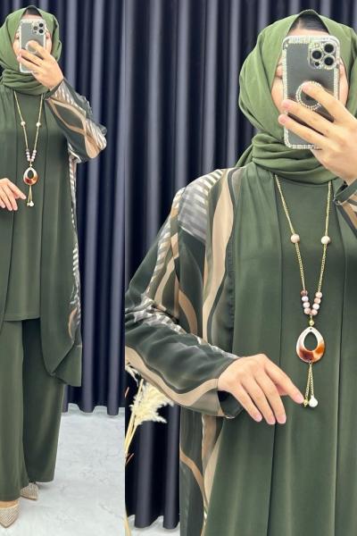 3328 Vuslat 3 Lü Takım Haki Haki